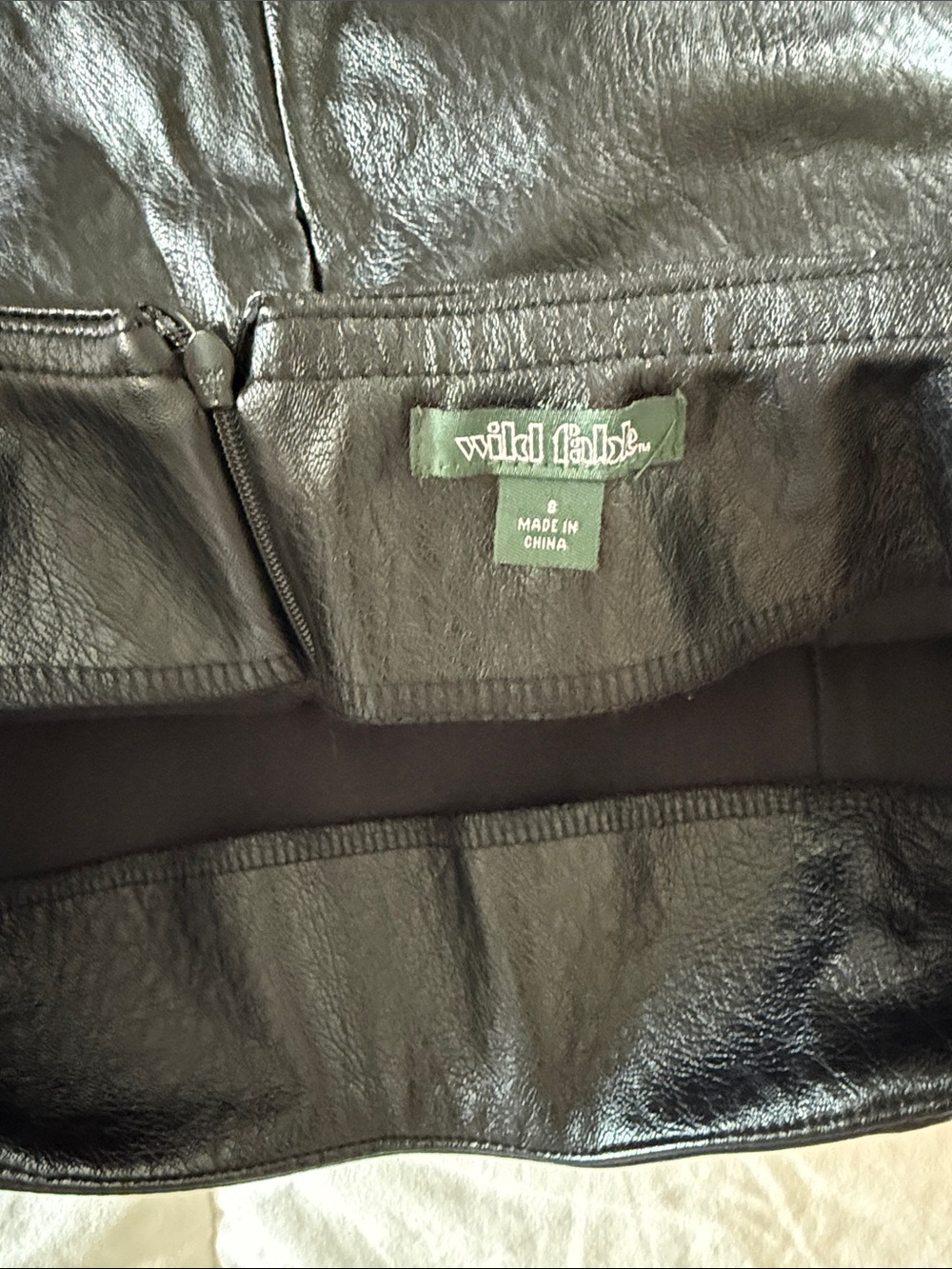 Wild Fable Black Faux Leather Mini Skirt with Front Slit - Picture 3 of 4